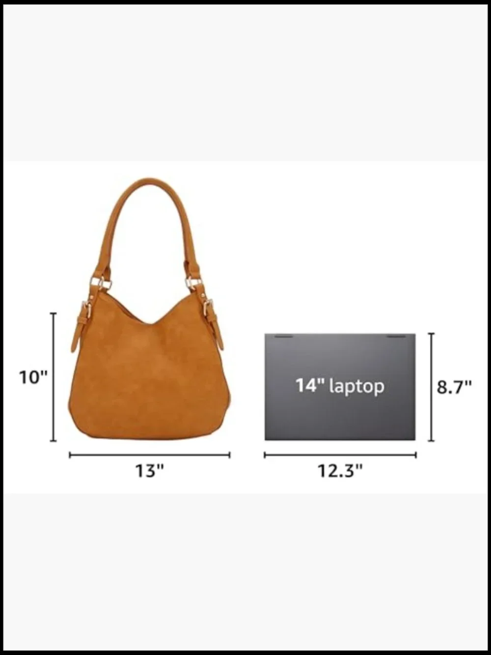 Faux Leather Medium Hobo Bag Lightweight 3 Compartment Gold Tone Hardware